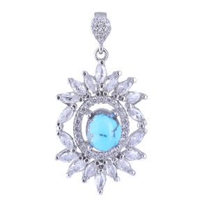 آویز گردنبند نقره زنانه بازرگانی میلادی مدل  فیروزه طبیعی نگین برلیان کد pkr_335